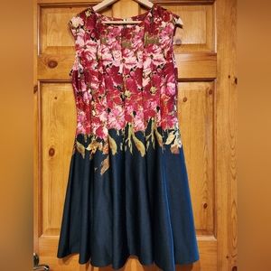 Danny & Nicole Summer Sleeveless Floral Fit & Flare Dress, Size 14P